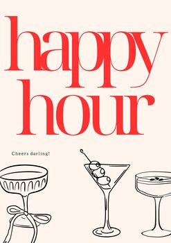 A4 Food And Drink Print, Happy Hour, Cheers Darling Red, 5 of 5