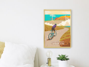 John O'groats To Lands End Cycling Travel Poster Print, 3 of 8