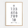 Numbers Grey Scandi Nursery Print, thumbnail 4 of 5