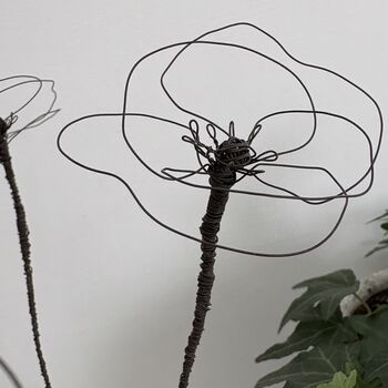 Three Handmade Fine Wire Poppy Flowers, 3 of 8