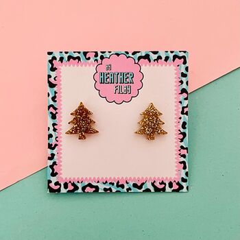 Christmas Tree Glitter Stud Earrings *More Colours Available*, 4 of 5
