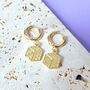 Lucky Dice Charm Huggie Hoop Earrings, thumbnail 2 of 5