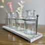 Glass Flower Jars On Industrial Wooden Metal Rack, thumbnail 2 of 5