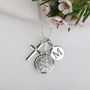 Personalised St. Christopher And Silver Cross Necklace, thumbnail 3 of 5