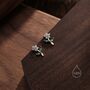 Sterling Silver Opal Blue Cz Flower Stud Earrings, thumbnail 5 of 12