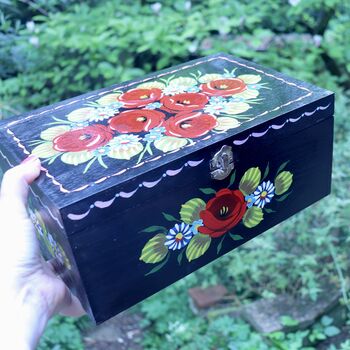 Decorative Canal Roses Painted Wooden Box, 10 of 11