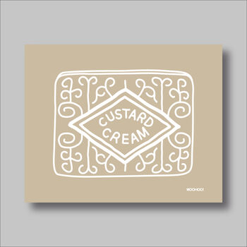 Custard Cream, Jammie Dodger, Bourbon And Digestive Biscuits Set Of Four Beige Prints, 3 of 10