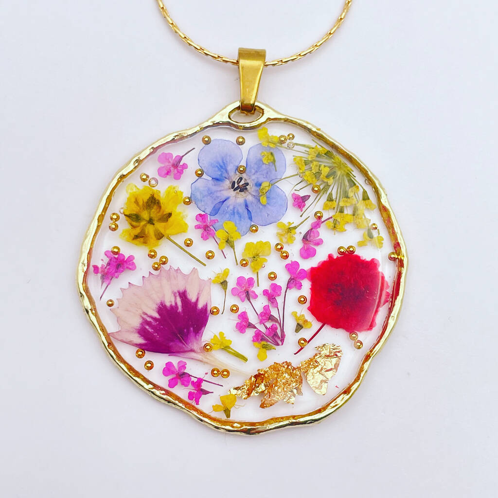 Pressed Flowers Circle Necklace, 1 of 10