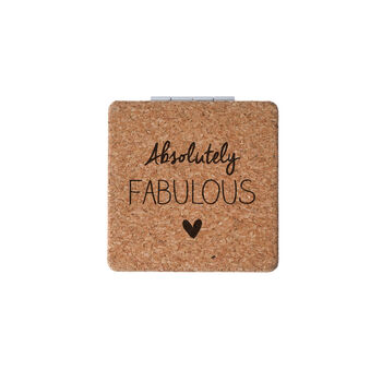 Cork Compact Mirror 'Absolutely Fabulous' In Gift Box | Travel Friendly | Handbag Accessory, 2 of 2