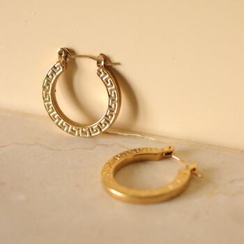 18 K Gold Grecian Hoop Earrings, 4 of 6