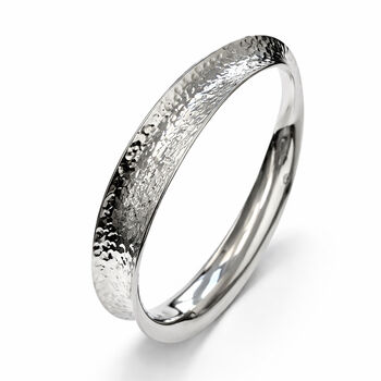 Solid Silver Battered Twist Bangle, 2 of 4