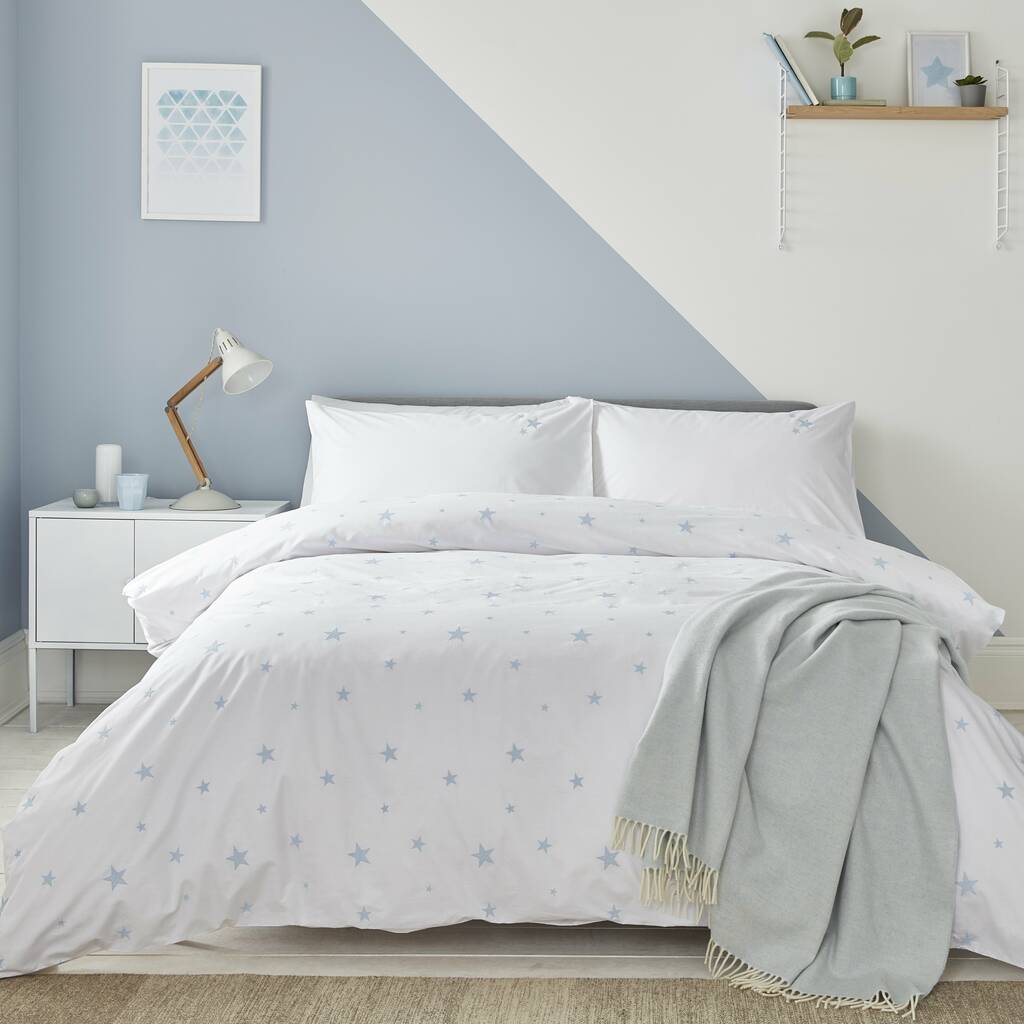 Scattered Stars Blue And White Bed Linen From, 1 of 4