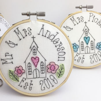 Personalised Embroidered Mr And Mrs Wedding Card, 5 of 6