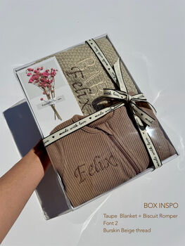 Personalised Blanket + Zip Romper Baby Gift Set Box Celebration, 5 of 10