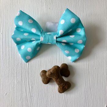 Blue Or Turquoise Dog Bow/ Bow Tie For Dogs, 4 of 4