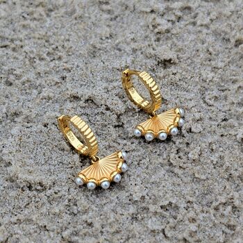 The Fan Pearl Earrings, Gold, 5 of 7