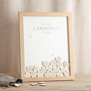 Scattered Hearts Foiled Wedding Drop Top Frame Guest Book, 3 of 5