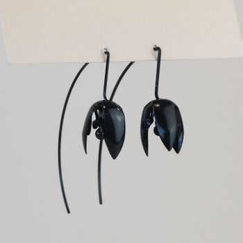 Black Flower Dangle Earrings Gift For Halloween, 2 of 3