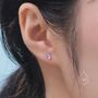Sterling Silver Tiny Moonstone Droplet Internally Threaded Flat Back Earrings, thumbnail 2 of 9