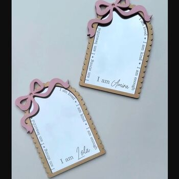 Personalised Affirmation Mirror With Bow Design, 2 of 4