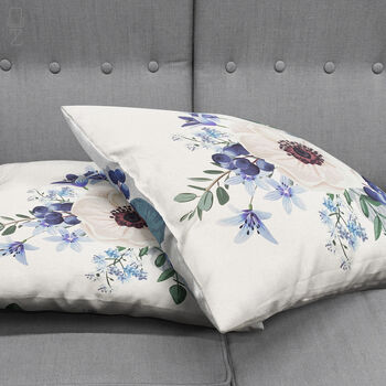 White Anemone Flower Pillow Cover With Blue, 4 of 7