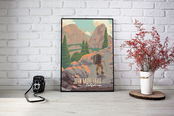 John Muir Trail USA Travel Poster Art Print, 3 of 6