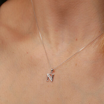 Solid Gold Diamond Initial Pendant, 9 of 12