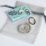Ammonite Fossil Pewter Keyring, Geology Gifts, thumbnail 4 of 7