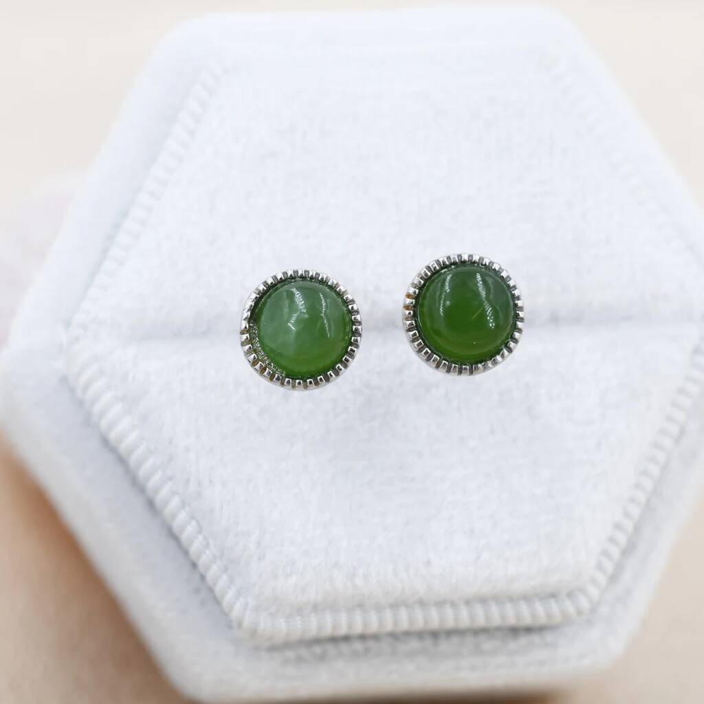 Silver and hot sale jade earrings