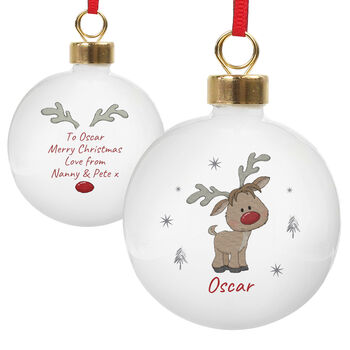 1st Christmas Tree Bauble Personalised Reindeer Bauble, 5 of 6