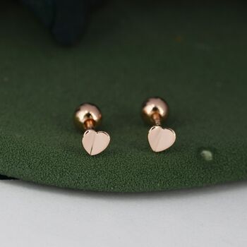 Extra Tiny Folded Heart Stud Earrings, 7 of 11