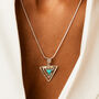 Infinity Trikona Turquoise Silver Necklace, thumbnail 1 of 10