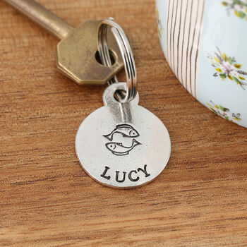 Personalised Zodiac Star Sign Pewter Keyring Birthday Gift, 9 of 9