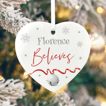 'Believes' Ceramic Heart Hanging Decoration Bauble + Gift Box, 7 of 7