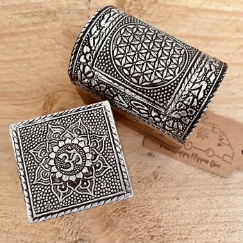 Small Trinket Boxes Set Of Two Silver Boho Box, 7 of 8
