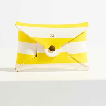 Personalised Yellow Striped Leather Card + Coin Purse, 4 of 5