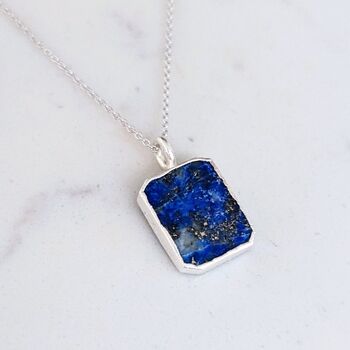 'The Rectangle' Lapis Lazuli Sterling Silver Necklace, 3 of 8