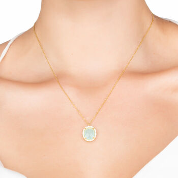 Beatrice Oval Gemstone Necklace Gold Plated Silver, 2 of 12