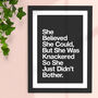She Was Knackered She Didn't Bother Typography Print E1, thumbnail 1 of 2
