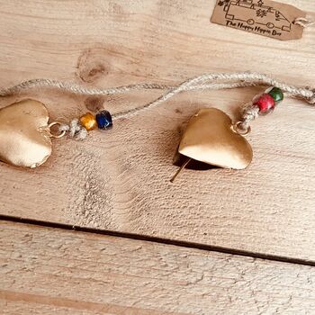 Recycled Metal Gold Heart Bells With Beads, 5 of 10