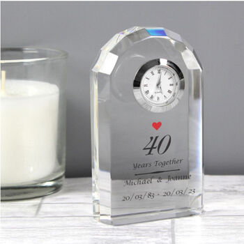 Personalised Ruby Wedding Anniversary Crystal Clock, 3 of 5