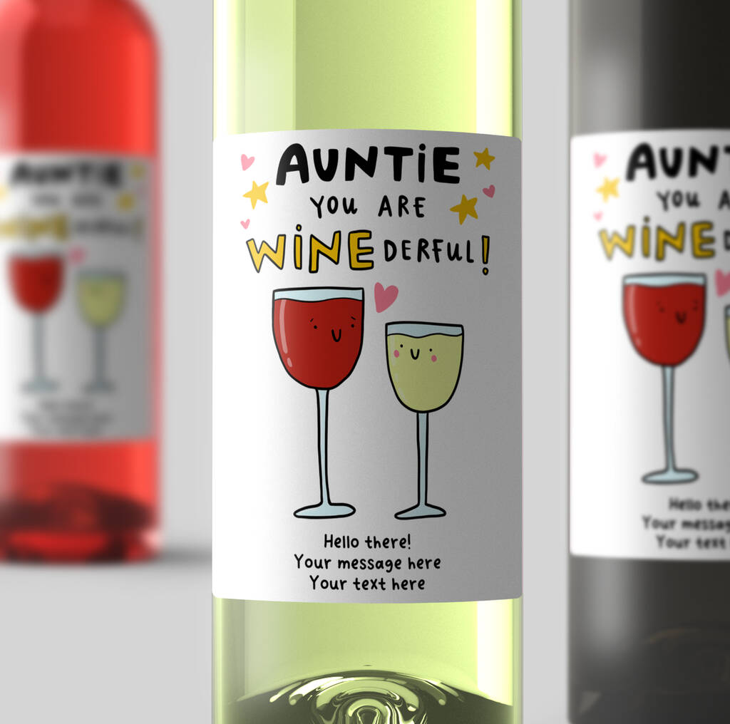 'Winederful Auntie' Personalised Wine Label