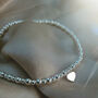 Sterling Silver Personalised Love Heart Charm Stretch Bead Anklet, thumbnail 4 of 9