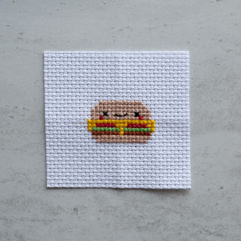 Kawaii Burger Mini Cross Stitch Kit, 8 of 8