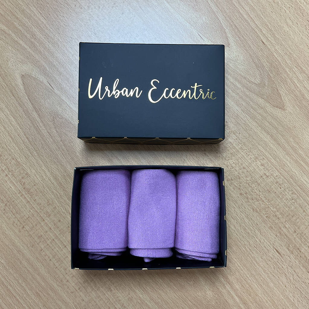 Unisex Comfort Roll Top Bamboo Socks Gift Set Purple