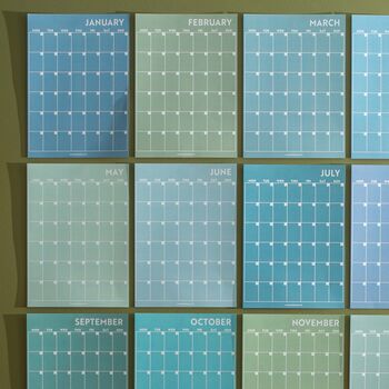 A4 Monthly Undated Wall Planner | 12 Pages | Blue Green, 4 of 10