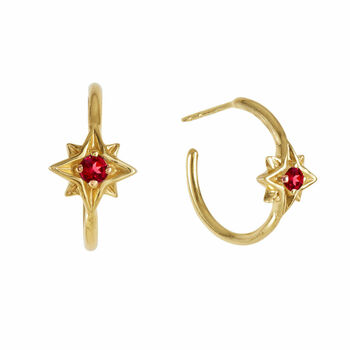 Guiding North Star Gemstone Gold Hoops, 6 of 10