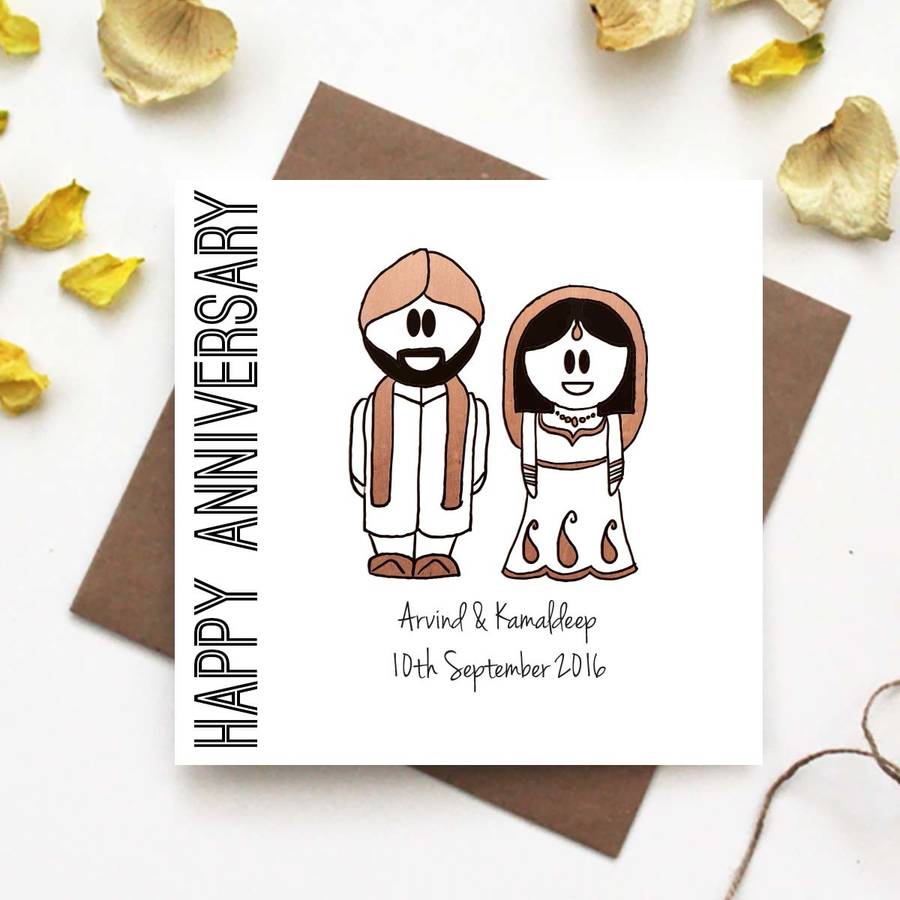  happy anniversary  card traditional indian  dress by the 