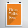 Phone, Wallet, Keys Print, thumbnail 8 of 12