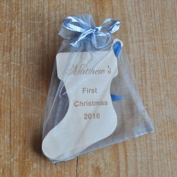 Baby's First Christmas Stocking Bauble, 3 of 4